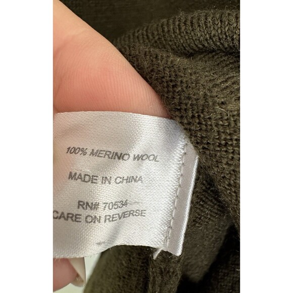 ORVIS women’s Large 100% Merino Wool Sweater Dark Green Khaki - Picture 4 of 8